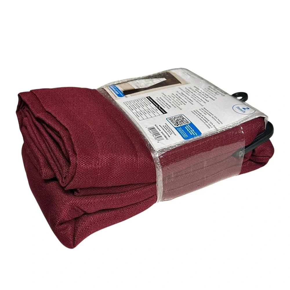 Mainstays Red Burgundy Panel Pair Rod Pocket with Tiebacks 40